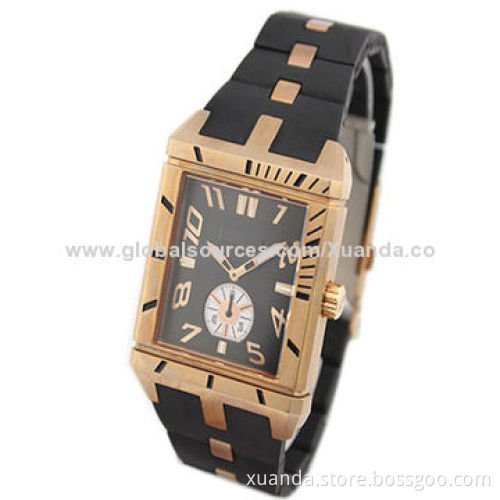 Fashionable sports watches with plastic case, silicone strap, 5ATM waterproof, 2-year warranty